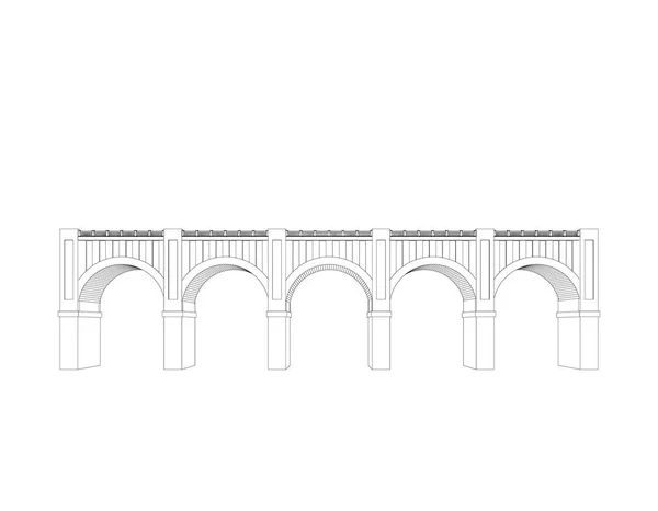 Ponte. Isolado em fundo branco. Ilustração do contorno do vetor . — Vetor de Stock