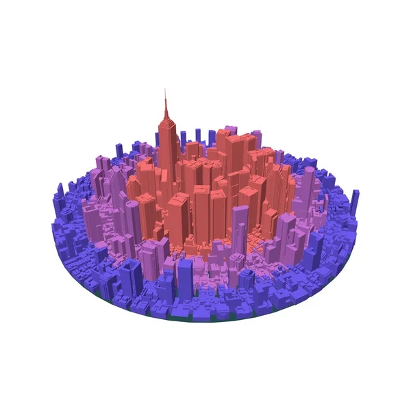 3D-cirkel van de stad. 3D-kleurrijke vectorillustratie. — Stockvector