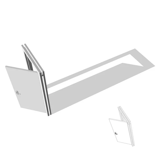 Tür auf. isoliert auf weißem Hintergrund. 3D-Vektor-Illustration. — Stockvektor