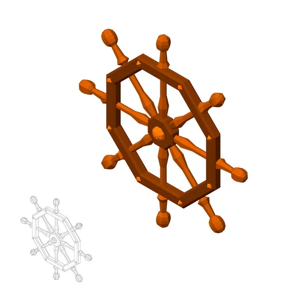 Timón de nave poligonal. Aislado sobre fondo blanco . — Archivo Imágenes Vectoriales