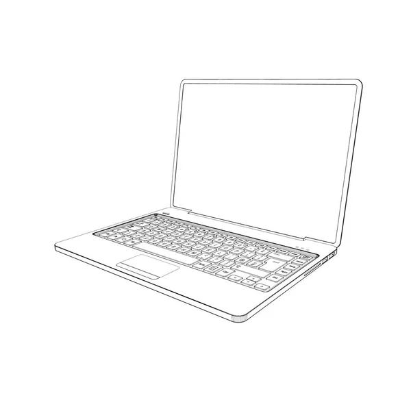 Laptop.Vector outline illustration. — Stock Vector