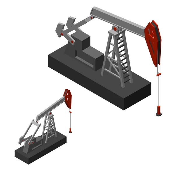 Oil pump jack.Isolated on white background.Isometric view. — Stock Vector