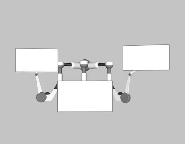 Robotarm monitor set. Geïsoleerd op een grijze achtergrond. — Stockvector