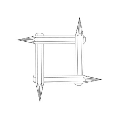 Renk kalemler çerçeve. Beyaz arka plan üzerinde izole. Vektör anahat