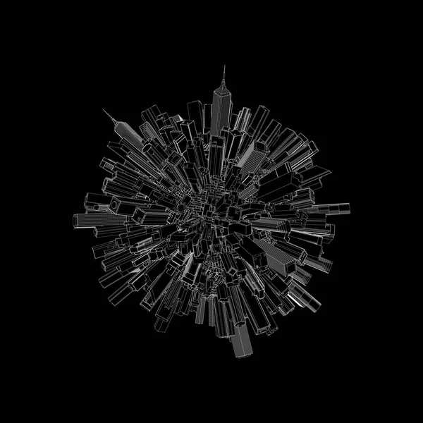3D sfeer van de stad. Vectorillustratie-overzicht. — Stockvector