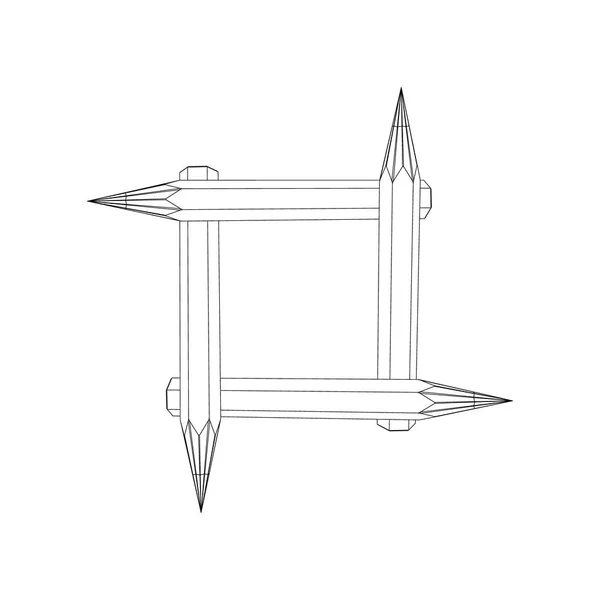 Quadro de lápis de cor.Isolado em fundo branco. Esboço do vector —  Vetores de Stock