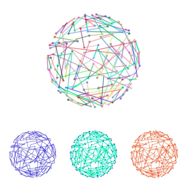 Esfera abstrata de linhas e pontos. Ilustração colorida vetorial —  Vetores de Stock
