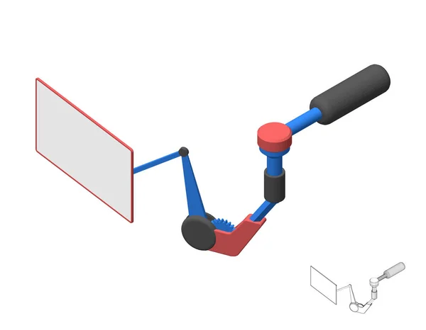 Roboterarmmonitor. 3D-Vektor bunte Illustration. — Stockvektor