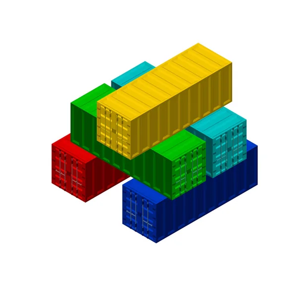 Carico container stack. Illustrazione vettoriale Vista isometrica . — Vettoriale Stock