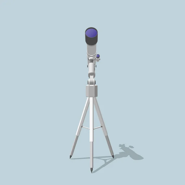 Telescope. Isolated on blue. 3d Vector illustration.Front view. — Stock Vector