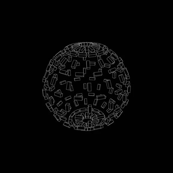 Esfera 3d de partículas.Aislado en negro . — Vector de stock