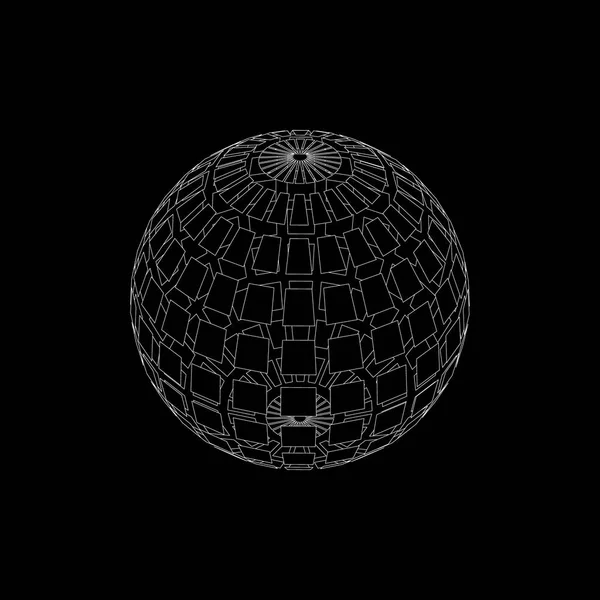 抽象的な多角形の壊れた球。黒の背景上に分離。Ve — ストックベクタ