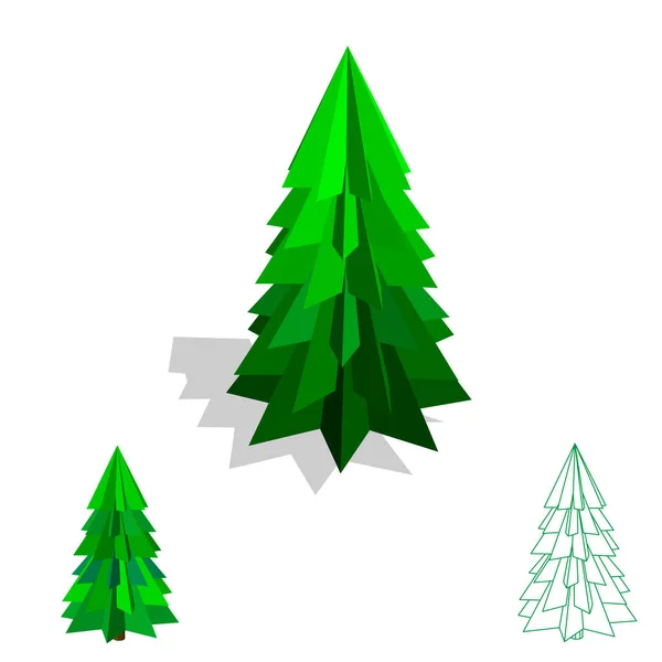 Fichtenbaum.isoliert auf weißem Hintergrund .3d Vektorillustration. — Stockvektor