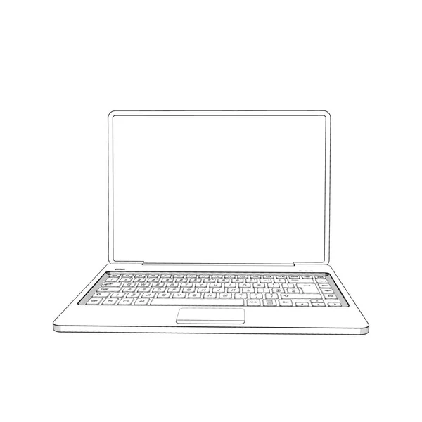 Laptop.Vector 개요 그림입니다. 전면 보기. — 스톡 벡터