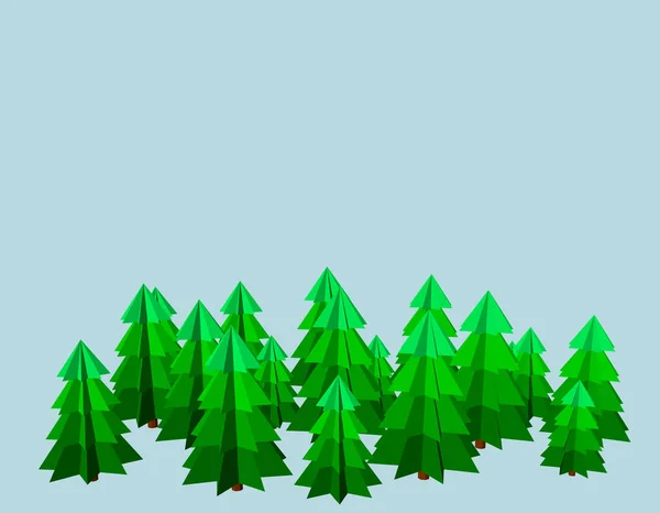 Çam ağaçları. Mavi background.3d vektör illüstrasyon izole. — Stok Vektör