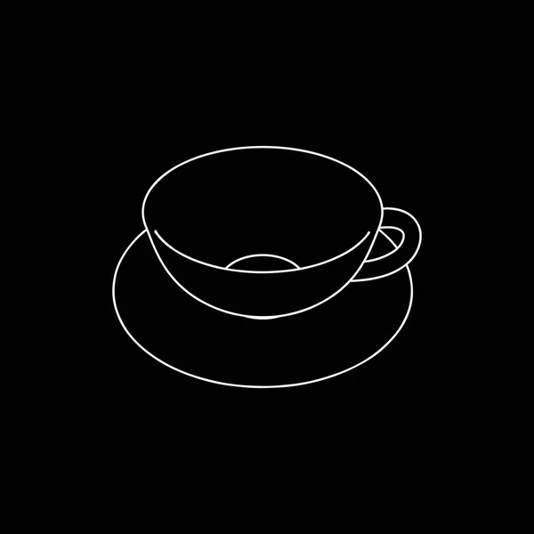 Empty Coffee cup. Isolated on black background. Vector outline illustration.