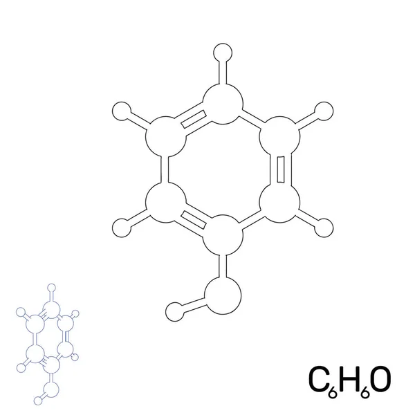 Molécule modèle phénol. Isolé sur fond blanc. Illustration vectorielle . — Image vectorielle