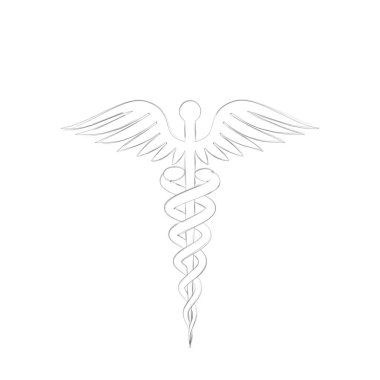 Tıbbi sembol. Beyaz arka planda izole edilmiş. Çizim çizimi.