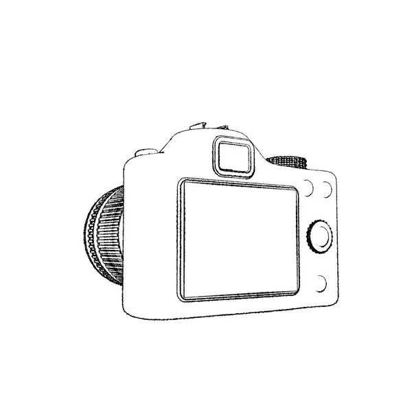 写真のカメラ。白い背景上に分離。スケッチ図. — ストック写真