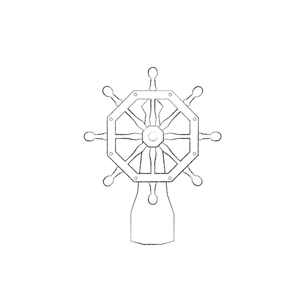Ship helm. Isolated on white background. Sketch illustration. — Stock Photo, Image