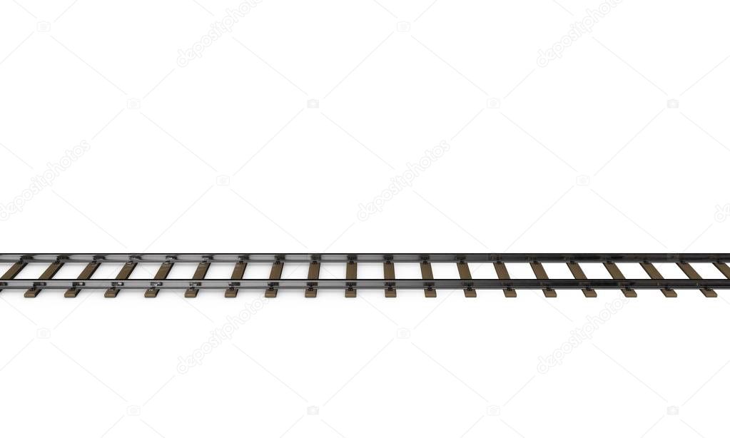 Railway track. Isolated on white background. 3D rendering illustration.