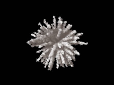 Parçacıkların soyut patlama. Siyah arka plan üzerine izole. Dijital illüstrasyon.