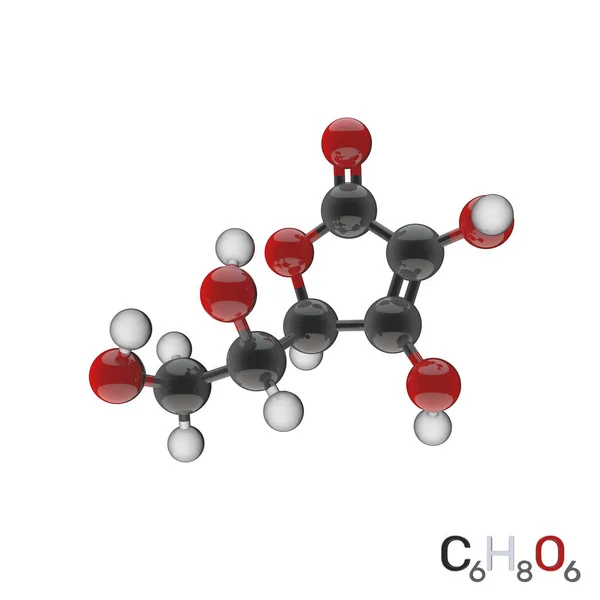 Molécula modelo de ácido ascórbico. Isolado sobre fundo branco . — Fotografia de Stock