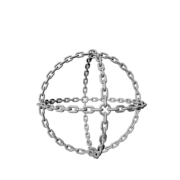 Chain in form of sphere. Isolated on white background.3D rendering illustration. — Stock Photo, Image