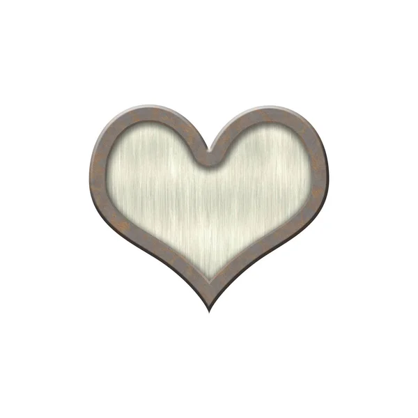 Metalowa plakietka z metaliczne obramowanie w postaci serca. — Zdjęcie stockowe