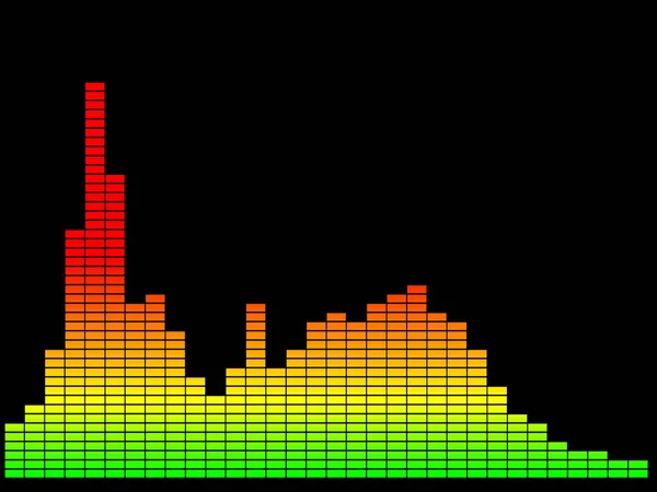 Farbenfroher Musik-Equalizer. isoliert auf schwarzem Hintergrund. Digitale Illustration. — Stockfoto