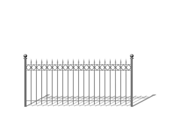 Kovový plot. Izolované na white.3d vykreslování obrázku. Skica — Stock fotografie