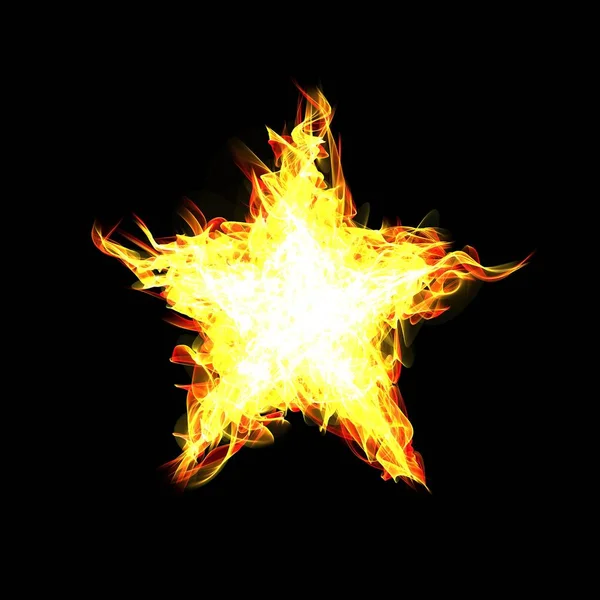 Brand ster op zwarte achtergrond. Digitale afbeelding. — Stockfoto