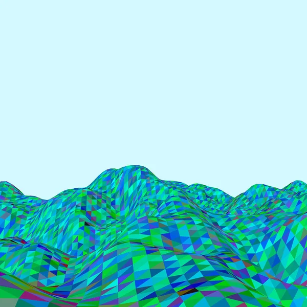 Abstract landschap. Wave oppervlak. Veelhoekige vector kleurrijke ziek — Stockvector