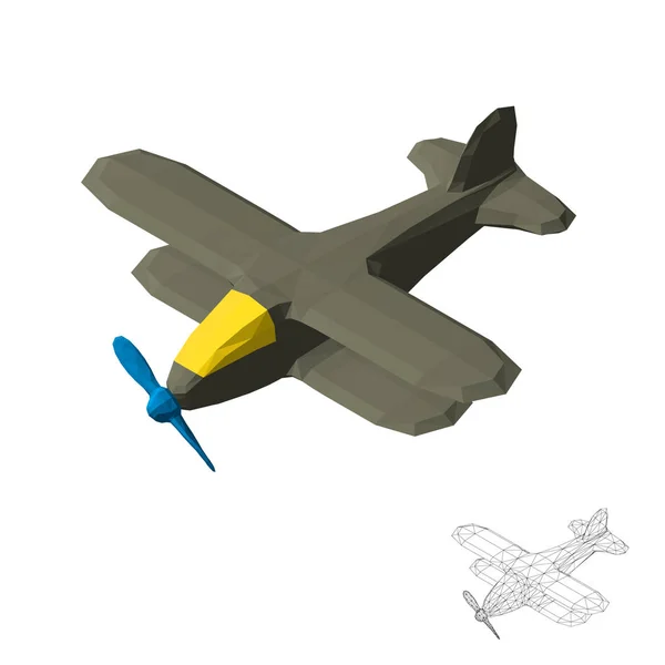 Polygonales Retro-Flugzeug. isoliert auf weißem Hintergrund. 3D-Vektor i — Stockvektor