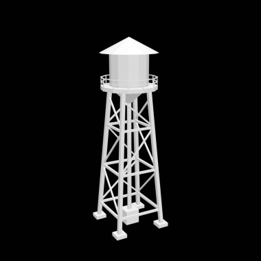 Water tower.Isolated on black background. Vector illustration. clipart