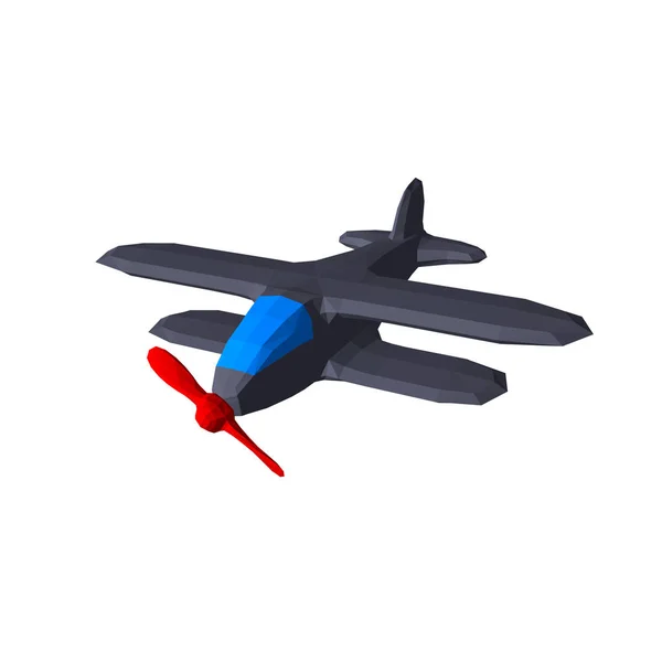 Polygonales Retro-Flugzeug. isoliert auf weißem Hintergrund. 3D-Vektor i — Stockvektor