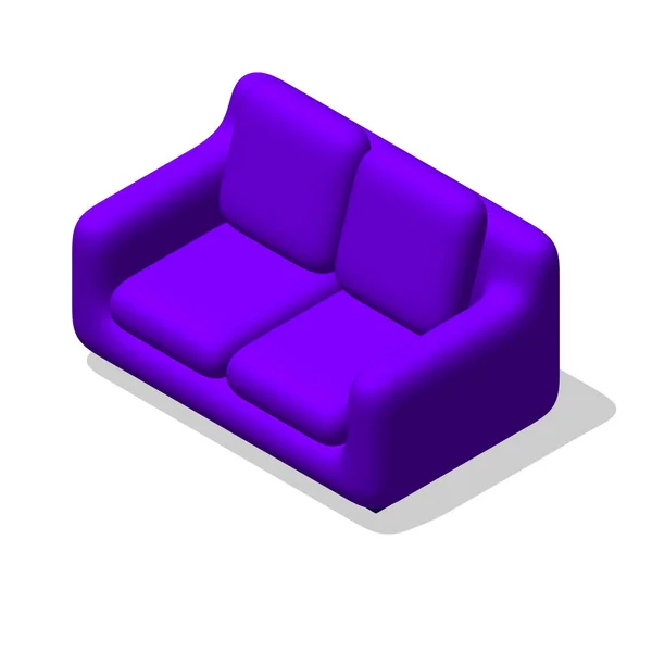 Sofa. isoliert auf weiß. 3D-Vektor-Illustration. — Stockvektor