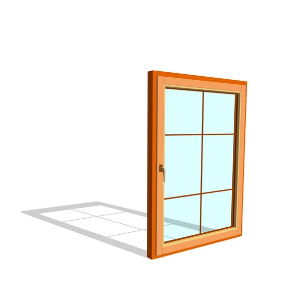 Zárt ablak. Elszigetelt fehér background. 3D vector-illustrat — Stock Vector