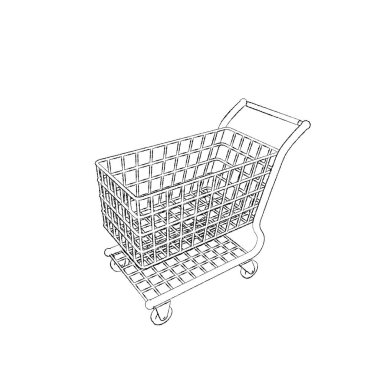 Boş alışveriş sepeti. Beyaz arka plan üzerinde izole. Kroki illust
