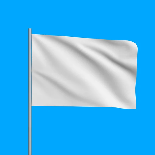 Bandeira em branco. Isolado em fundo azul. Ilustração de renderização 3D — Fotografia de Stock