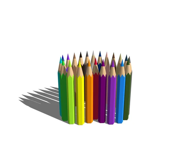 Lápis de cor. Isolado em fundo branco. Ilust renderização 3D — Fotografia de Stock
