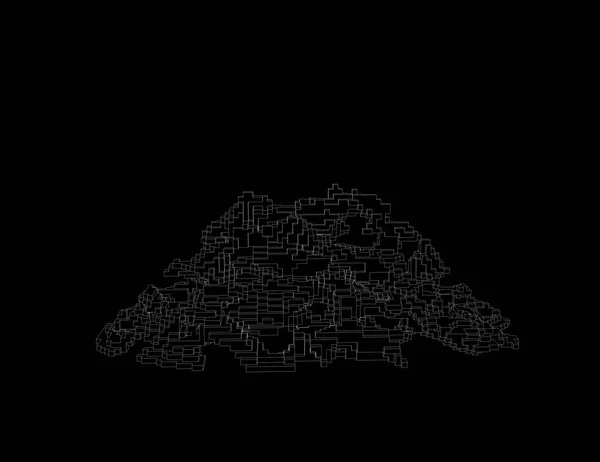 Ruinas pixeladas abstractas. Aislado sobre fondo negro. Boceto i — Foto de Stock