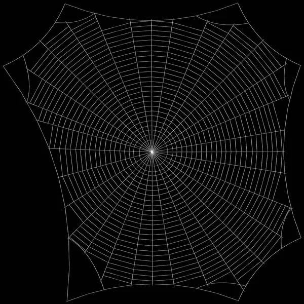 クモの巣。黒の背景上に分離。スケッチ図. — ストック写真