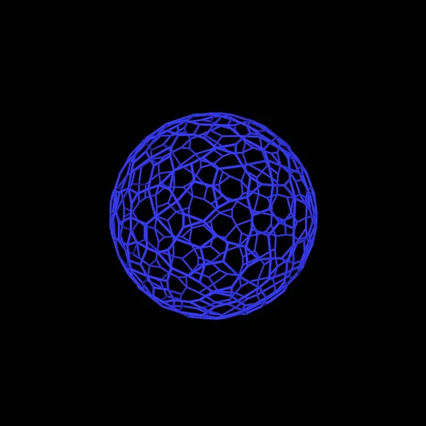 Abstract Sphere wireframe.Isolated on black background. 3D rende