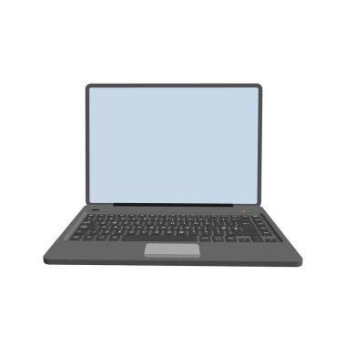 Laptop.3D vektör çizim. Önden Görünüm.
