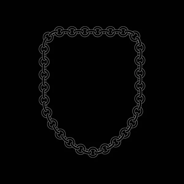 Chain frame.Shield. Isolated on black background.Vector outline — Stock Vector