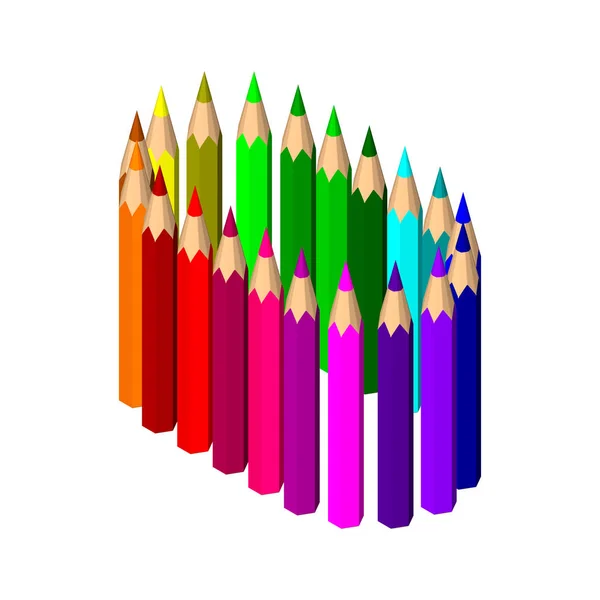 Lápices de colores. Aislado sobre fondo blanco. Vector colorido enfermo — Archivo Imágenes Vectoriales