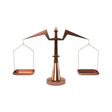 Bakır ölçekler soyut kuş şeklinde. Önden Görünüm. Üzerinde izole 