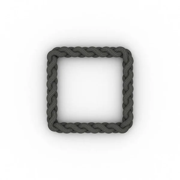 Braided frame in form of square. Isolated on white background. — Stock Photo, Image