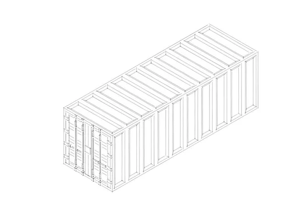 Вантажний контейнер. Ізольовані на білому тлі. Ескіз ілюстрації — стокове фото